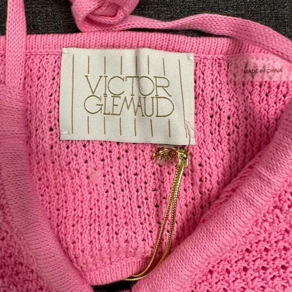 Revolve Victor Glemaud NWT’s crochet cut out halter top in neon pink. Size XL - Picture 5 of 6